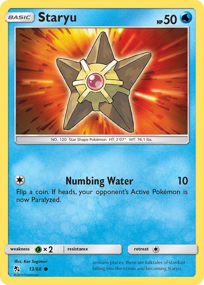 Staryu 13/68 Common Hidden Fates Pokémon card