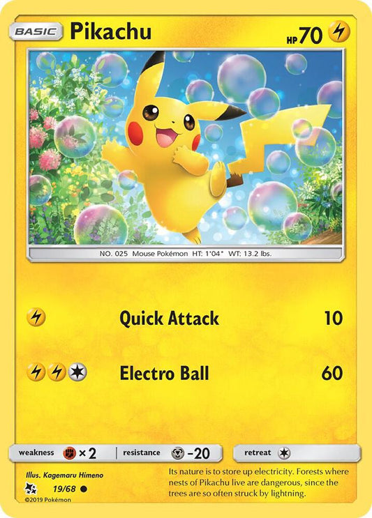 Pikachu 19/68 Common Hidden Fates Pokémon card