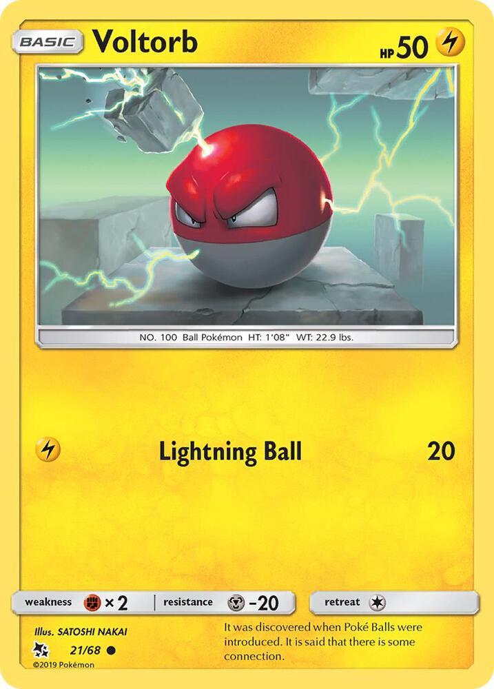 Voltorb 21/68 Common Hidden Fates Pokémon card