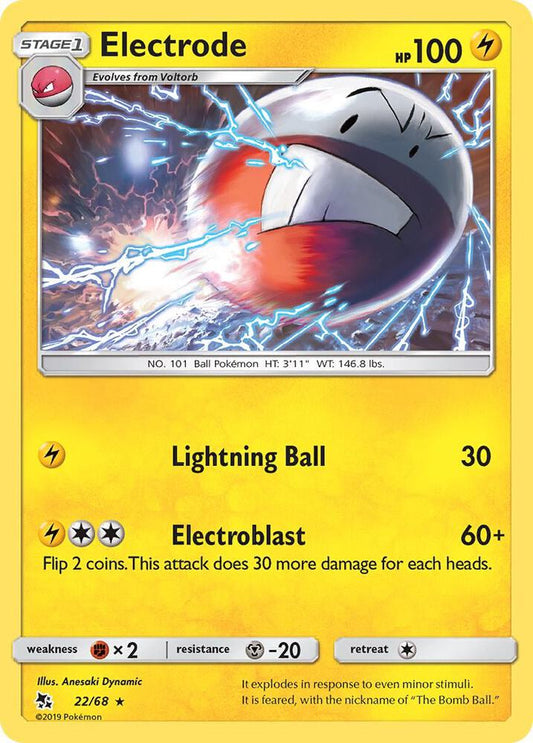 Electrode 22/68 Rare Hidden Fates Pokémon card