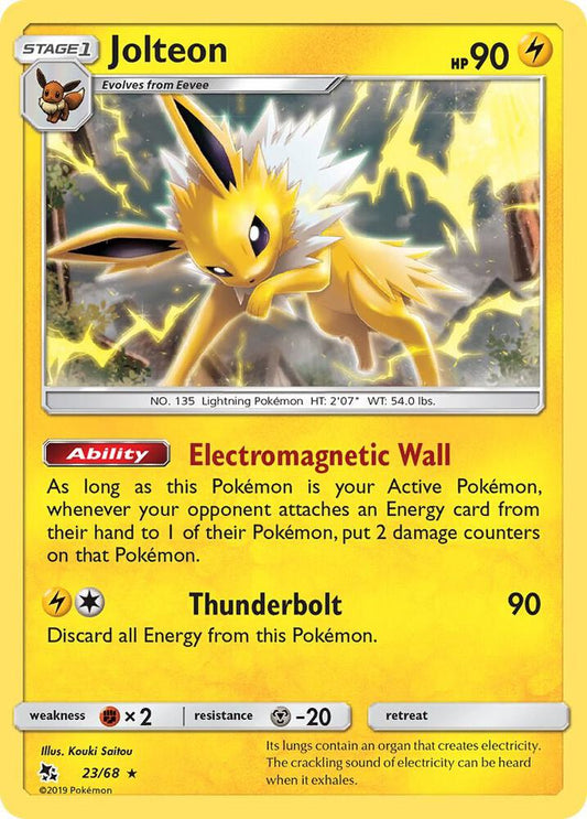 Jolteon 23/68 Rare Hidden Fates Pokémon card