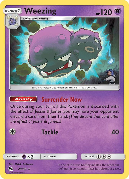 Weezing 29/68 Rare Hidden Fates Pokémon card