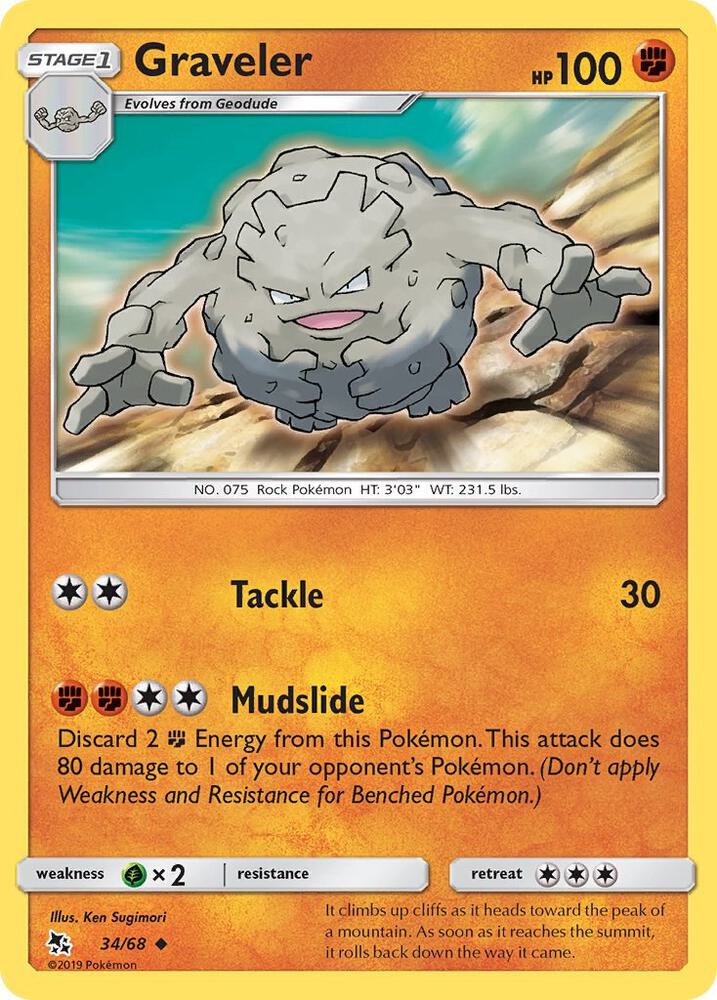 Graveler 34/68 Uncommon Hidden Fates Pokémon card