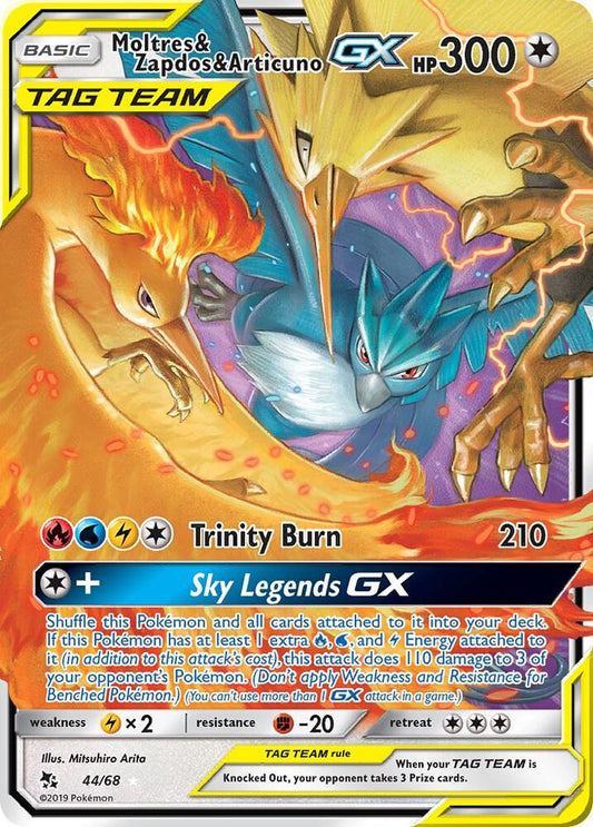 Moltres & Zapdos & Articuno GX 44/68 Ultra Rare Hidden Fates Pokémon card