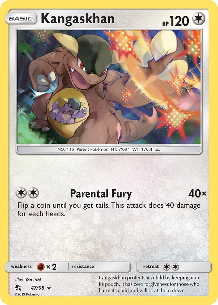 Kangaskhan 47/68 Rare Hidden Fates Pokémon card