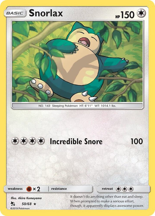 Snorlax 50/68 Rare Hidden Fates Pokémon card