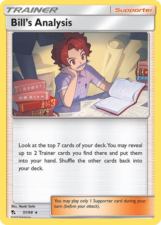 Bill's Analysis 51/68 Rare Hidden Fates Pokémon card