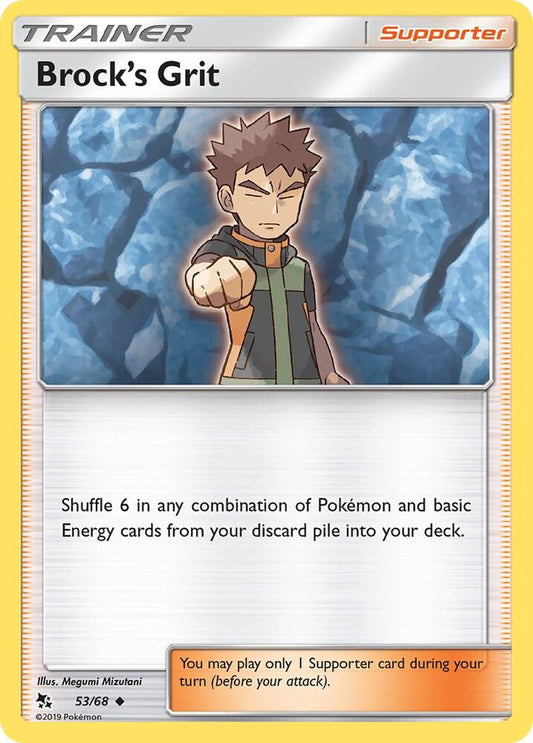Brock's Grit 53/68 Uncommon Hidden Fates Pokémon card