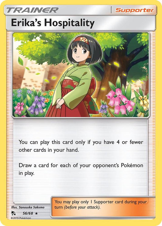 Erika's Hospitality 56/68 Rare Hidden Fates Pokémon card