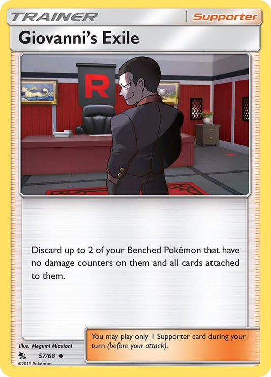 Giovanni's Exile 57/68 Uncommon Hidden Fates Pokémon card