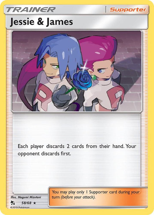 Jessie & James 58/68 Holo Rare Hidden Fates Pokémon card