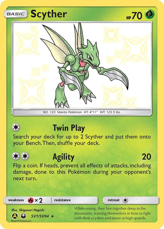 Scyther - SV1/SV94 Shiny Holo Rare Hidden Fates: Shiny Vault