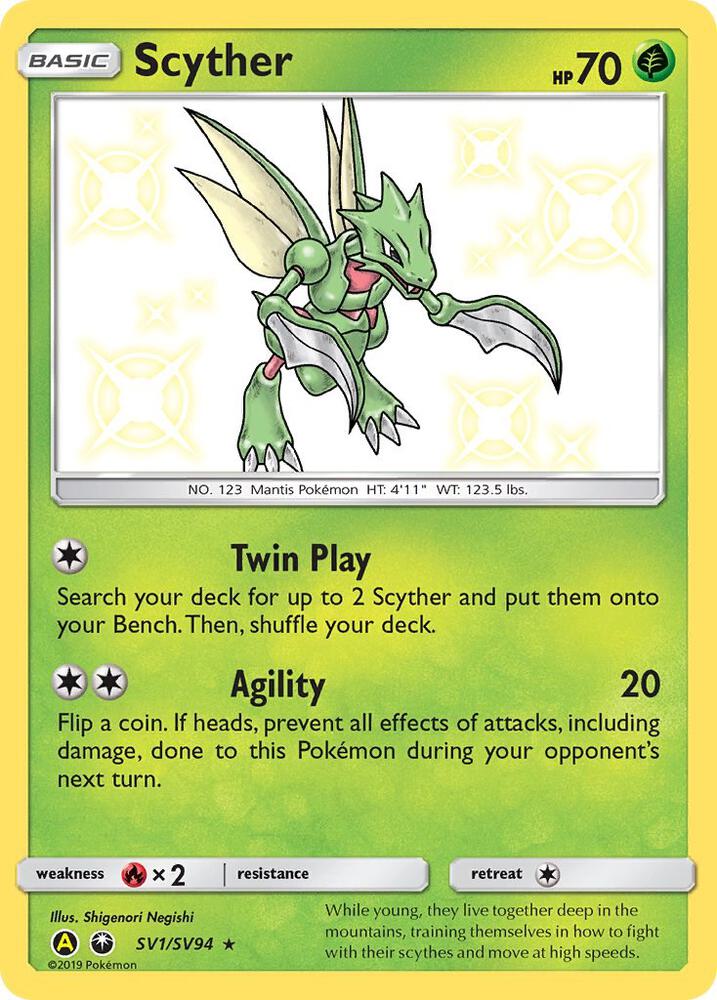 Scyther SV1/SV94 Shiny Holo Rare Shiny Vault Pokémon card