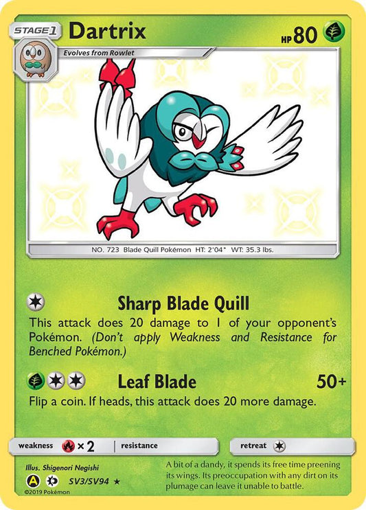 Dartrix SV3/SV94 Shiny Holo Rare Shiny Vault Pokémon card