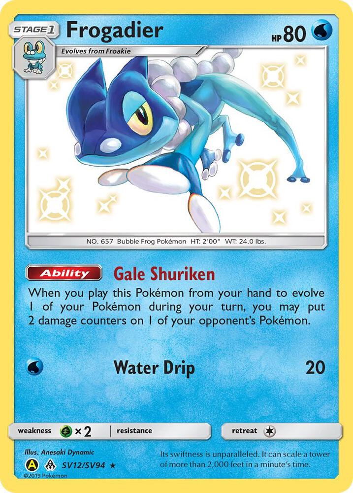 Frogadier SV12/SV94 Shiny Holo Rare Shiny Vault Pokémon card