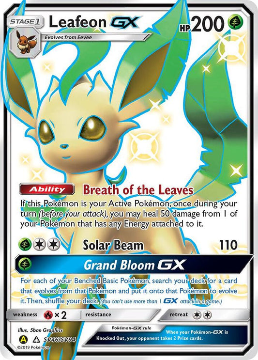 Leafeon GX SV46/SV94 Shiny Holo Rare Shiny Vault Pokémon card