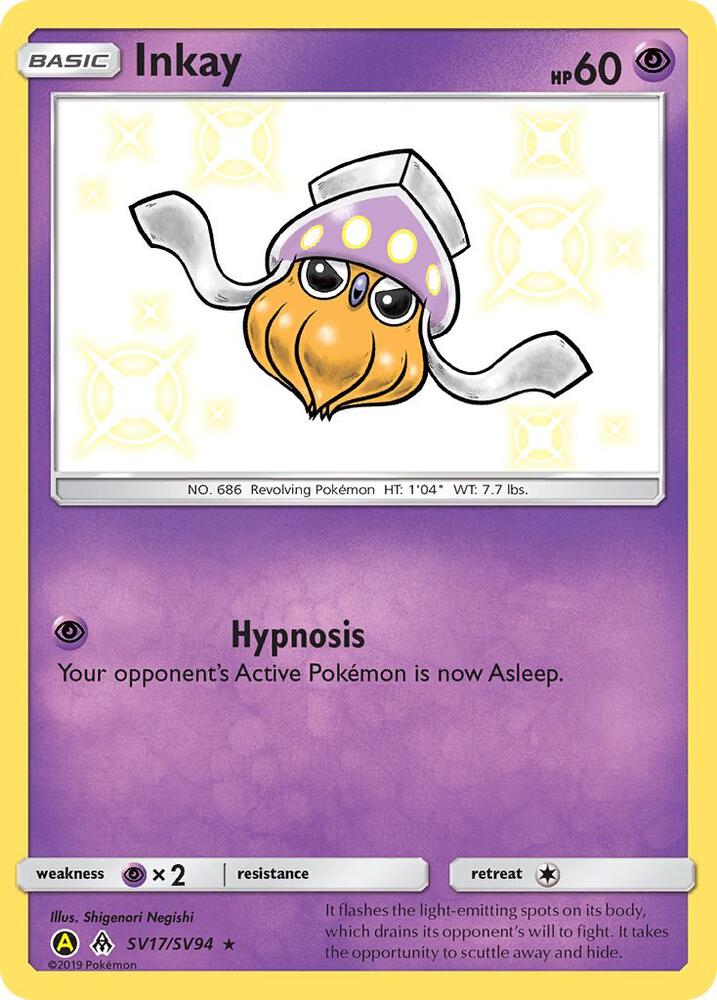 Inkay SV17/SV94 Shiny Holo Rare Shiny Vault Pokémon card