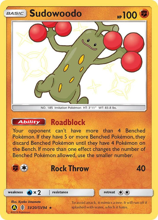 Sudowoodo SV20/SV94 Shiny Holo Rare Shiny Vault Pokémon card