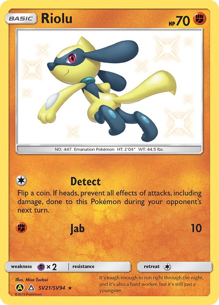 Riolu SV21/SV94 Shiny Holo Rare Shiny Vault Pokémon card