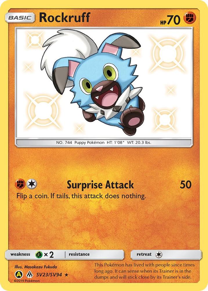 Rockruff SV23/SV94 Shiny Holo Rare Shiny Vault Pokémon card