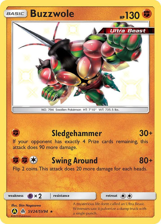 Buzzwole SV24/SV94 Shiny Holo Rare Shiny Vault Pokémon card