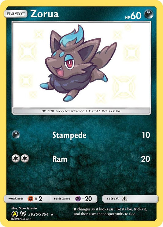 Zorua SV25/SV94 Shiny Holo Rare Shiny Vault Pokémon card