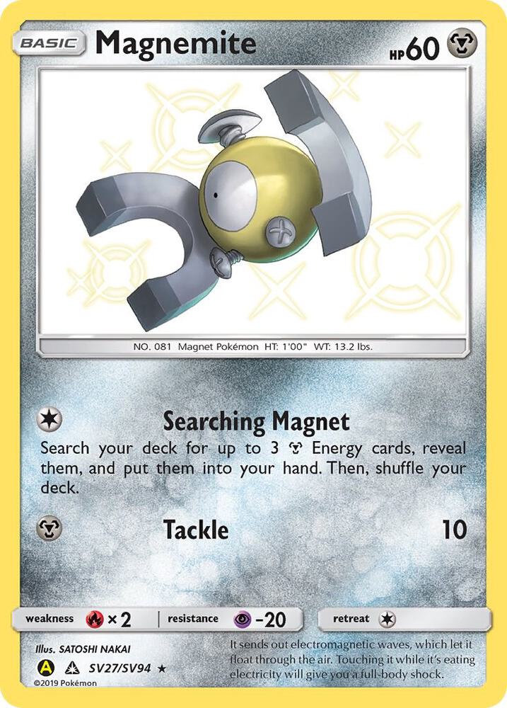 Magnemite SV27/SV94 Shiny Holo Rare Shiny Vault Pokémon card