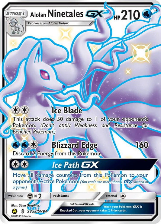 Alolan Ninetales GX - SV53/SV94 Shiny Holo Rare Hidden Fates: Shiny Vault