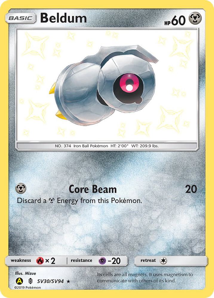 Beldum SV30/SV94 Shiny Holo Rare Shiny Vault Pokémon card