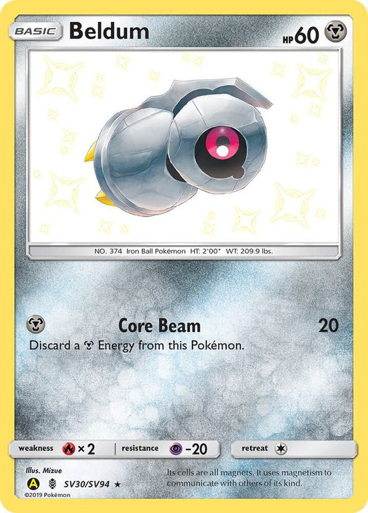 Beldum SV30/SV94 Shiny Holo Rare Shiny Vault Pokémon card