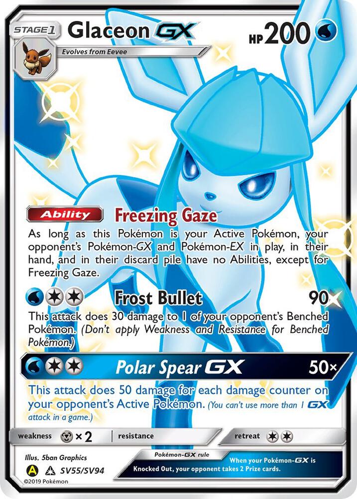 Glaceon GX SV55/SV94 Shiny Holo Rare Shiny Vault Pokémon card