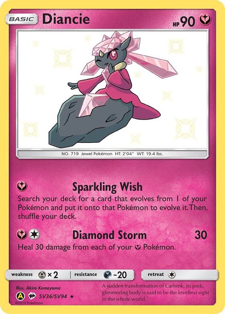 Diancie SV36/SV94 Shiny Holo Rare Shiny Vault Pokémon card