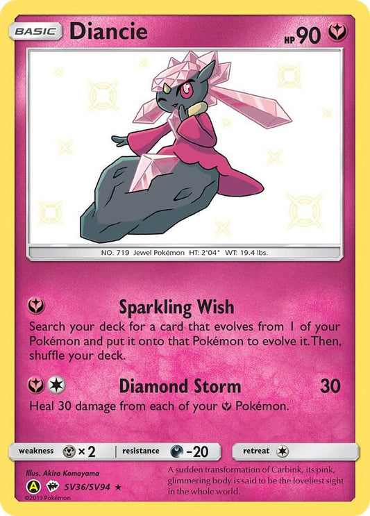 Diancie SV36/SV94 Shiny Holo Rare Shiny Vault Pokémon card