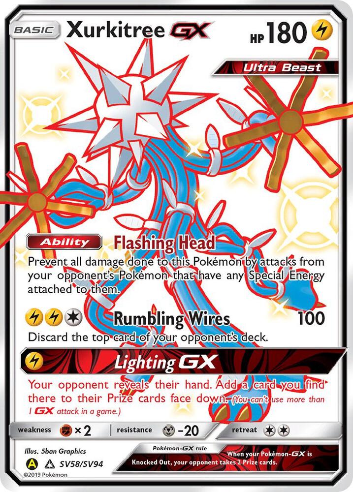 Xurkitree GX SV58/SV94 Shiny Holo Rare Shiny Vault Pokémon card
