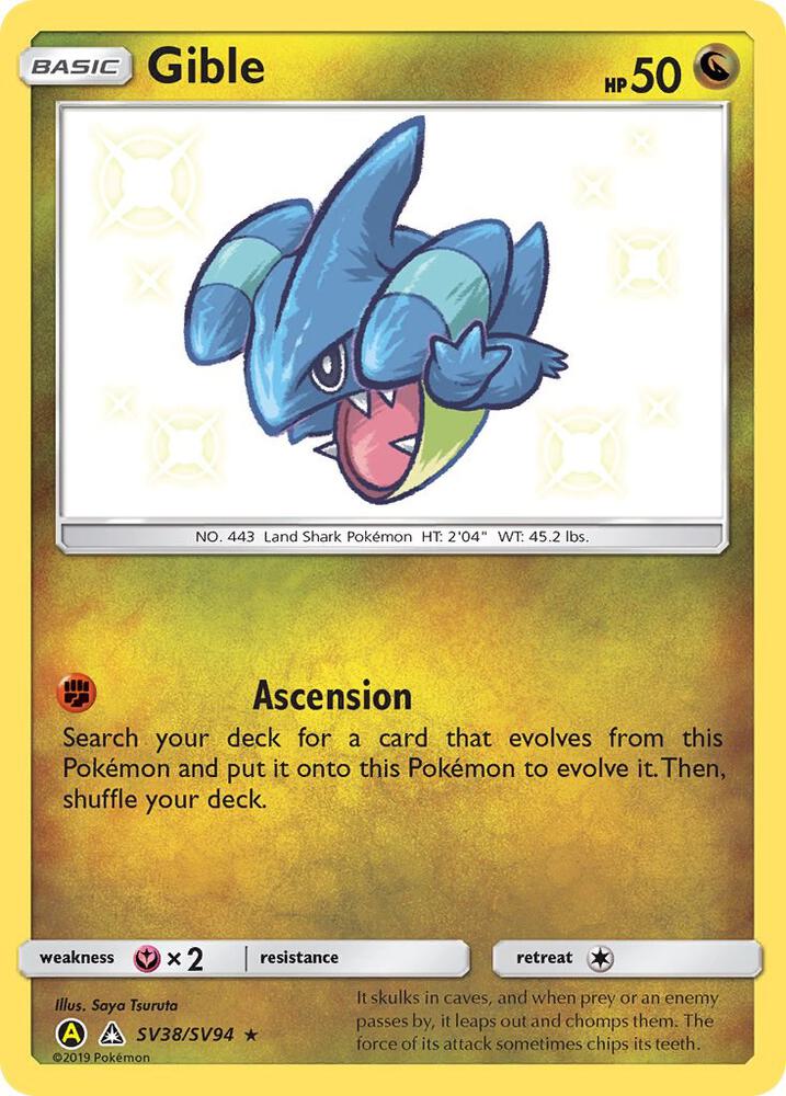 Gible SV38/SV94 Shiny Holo Rare Shiny Vault Pokémon card