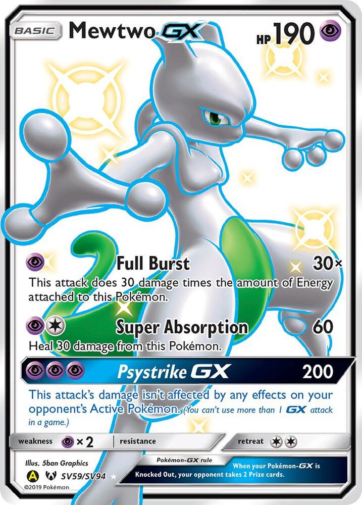 Mewtwo GX SV59/SV94 Shiny Holo Rare Shiny Vault Pokémon card