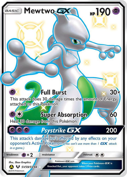 Mewtwo GX SV59/SV94 Shiny Holo Rare Shiny Vault Pokémon card