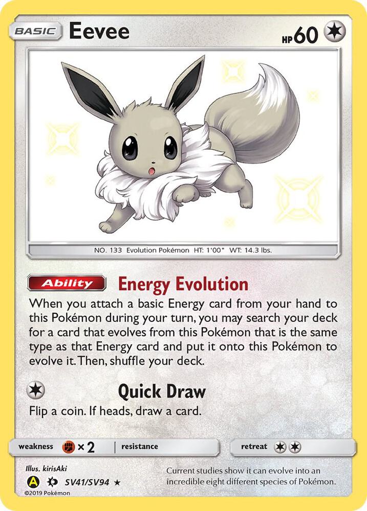 Eevee SV41/SV94 Shiny Holo Rare Shiny Vault Pokémon card