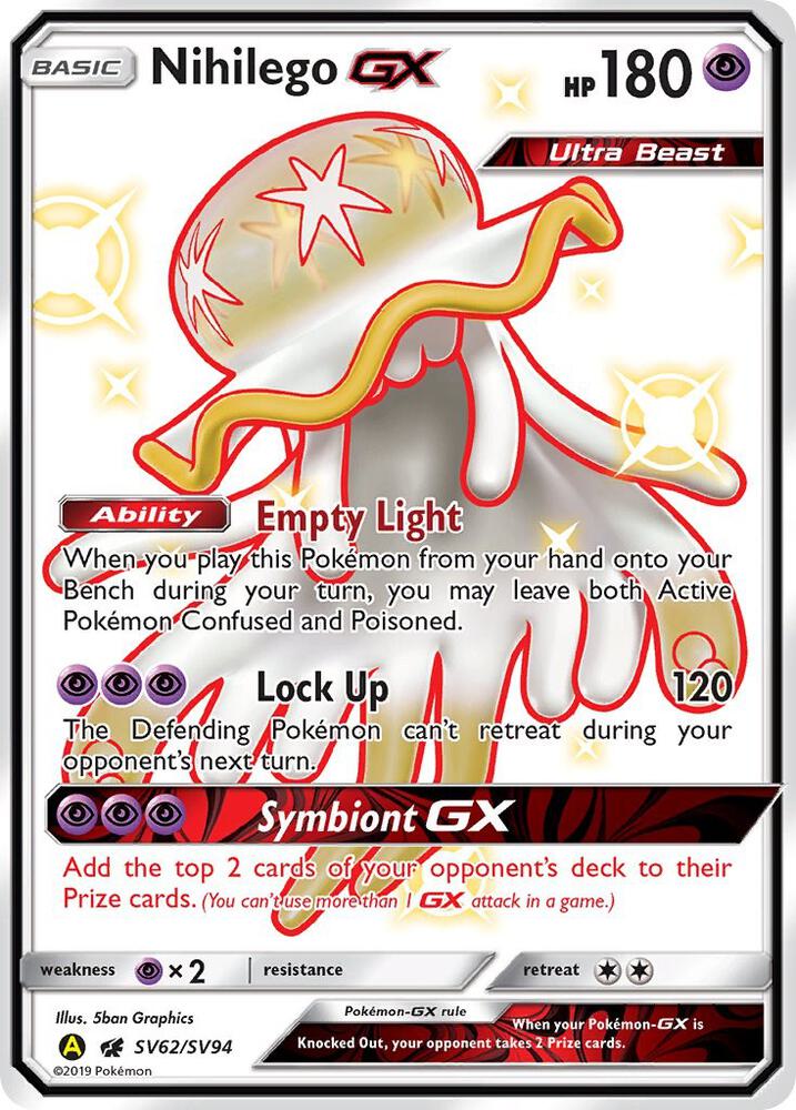 Nihilego GX - SV62/SV94 Shiny Holo Rare Hidden Fates: Shiny Vault