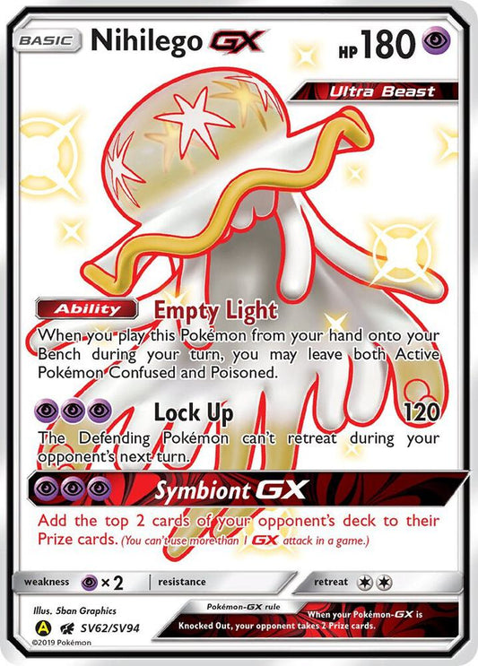 Nihilego GX - SV62/SV94 Shiny Holo Rare Hidden Fates: Shiny Vault
