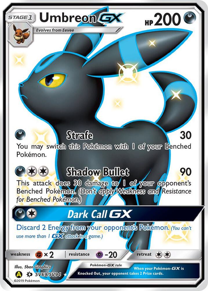 Umbreon GX - SV69/SV94 Shiny Holo Rare Hidden Fates: Shiny Vault