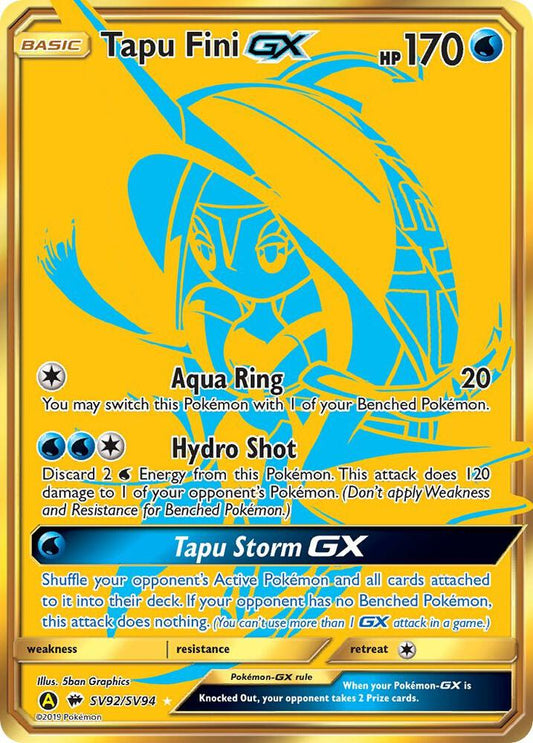 Tapu Fini GX - SV92/SV94 Shiny Holo Rare Hidden Fates: Shiny Vault