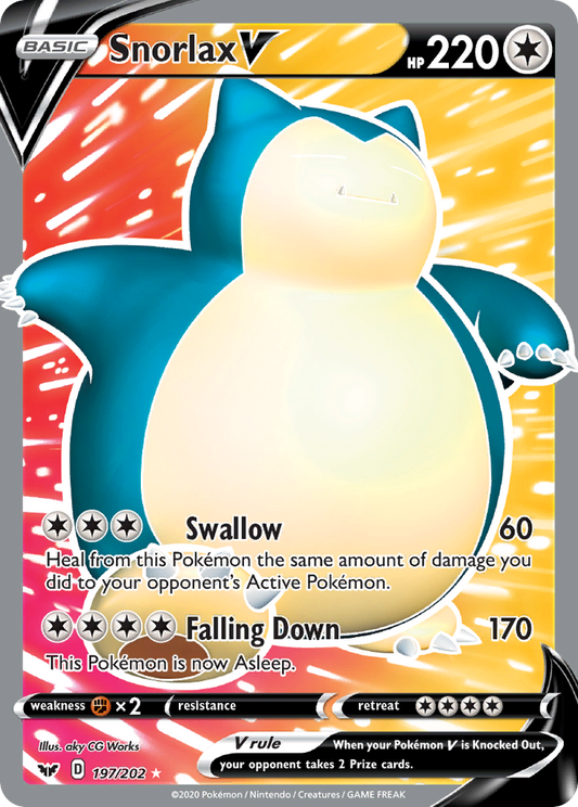 Snorlax V 197/202 Rare Ultra Sword & Shield