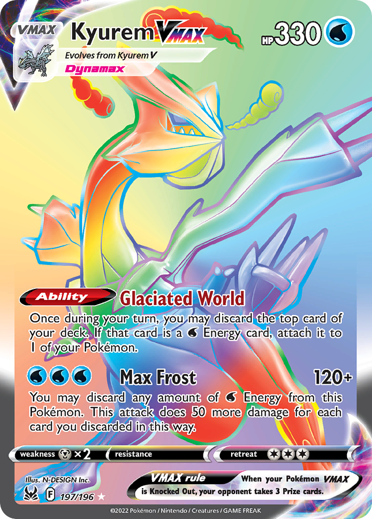 Kyurem VMAX 197/196 Rare Rainbow Lost Origin