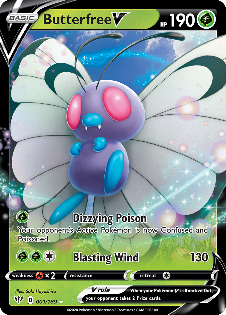 Butterfree V 001/189 Rare Holo V Darkness Ablaze