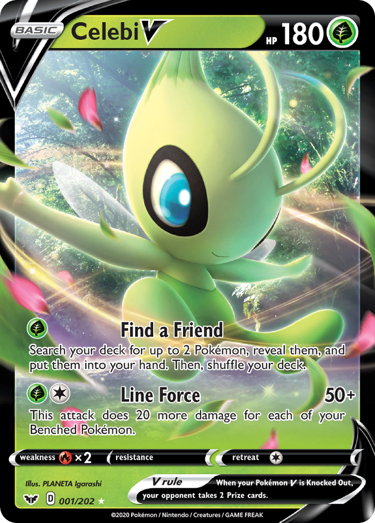 Celebi V 001/202 Rare Holo V Sword & Shield