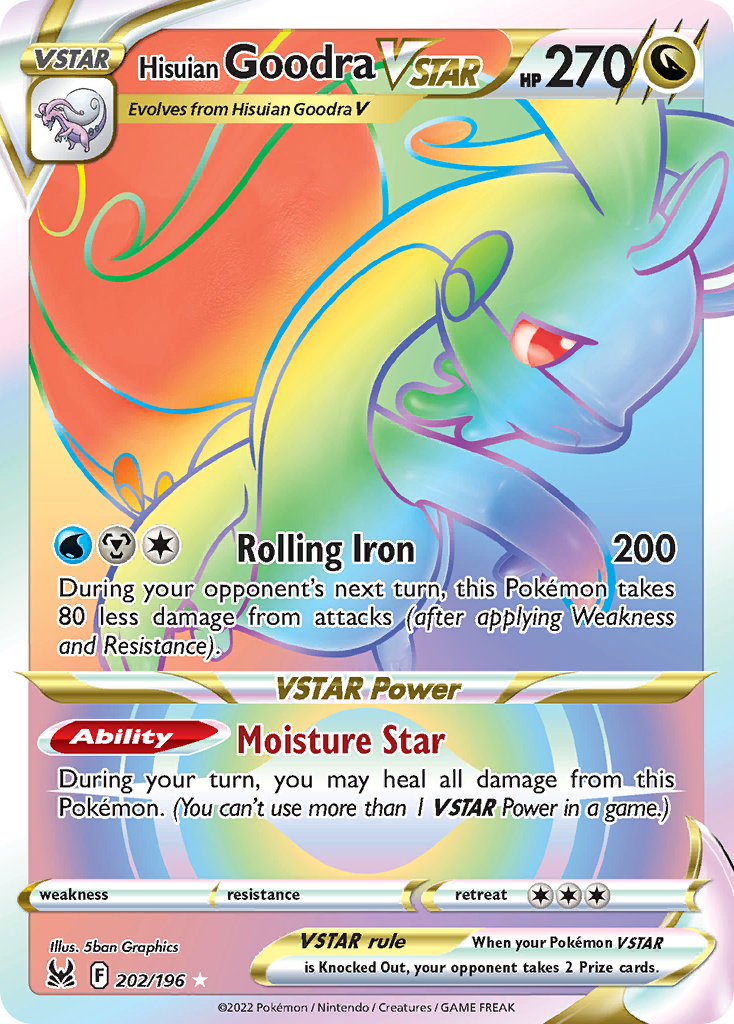 Hisuian Goodra VSTAR 202/196 Rare Rainbow Lost Origin