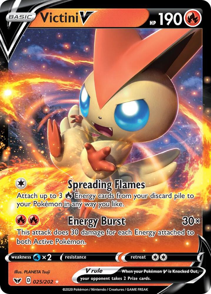 Victini V - 025/202 Ultra Rare SWSH01: Sword & Shield Base Set