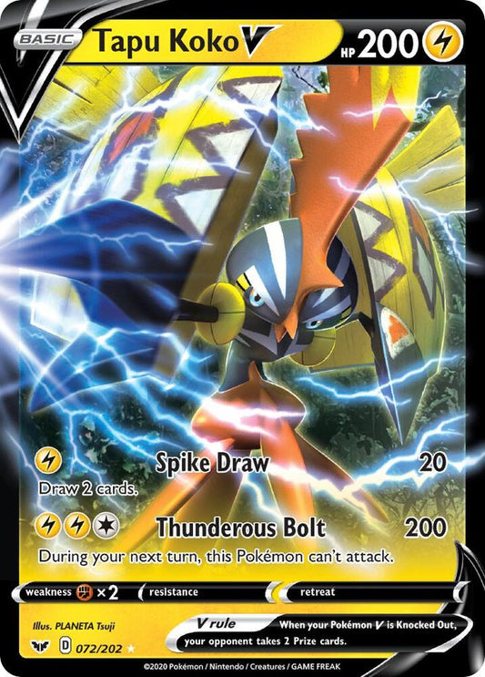 Tapu Koko V 072/202 Ultra Rare Sword & Shield Base Set Pokémon card