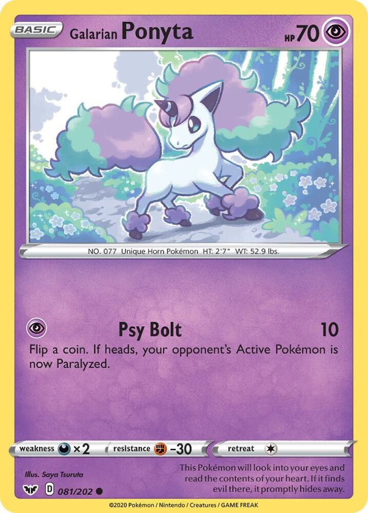 Galarian Ponyta 081/202 Common Sword & Shield Base Set Pokémon card